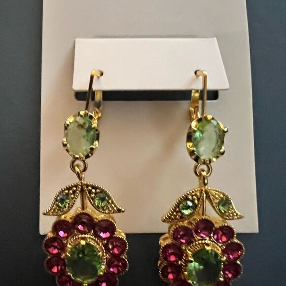 🌺 Betsey Johnson crystal flower stunning dangle earrings 🌺 - Picture 7 of 7